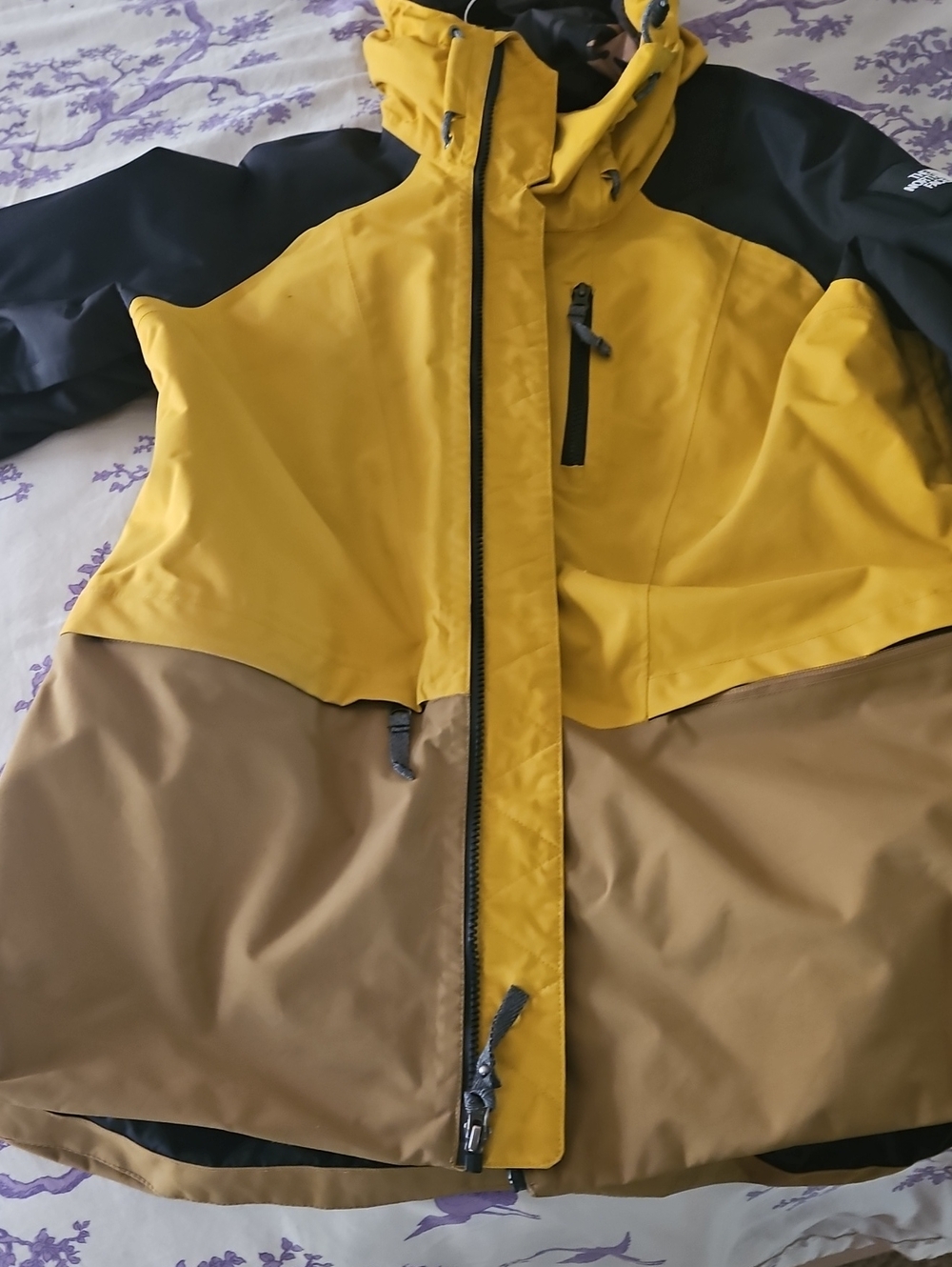 Women's Yellow & Brown Ski Or snowboarding Hooded Jacket